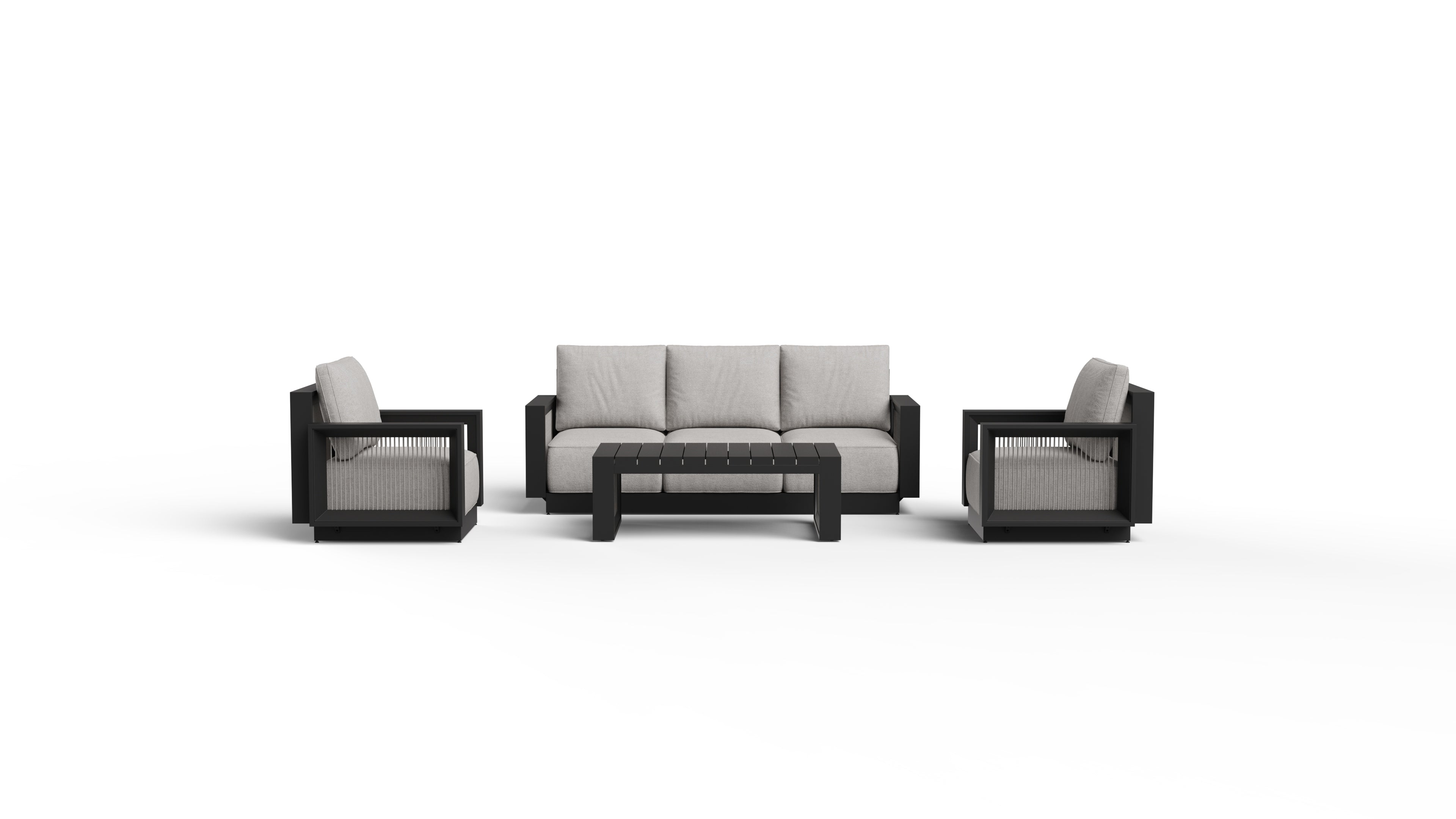 The Didsbury Premium 5-Seater Aluminium Lounge Set with Coffee Table – Onyx Black & Light Grey