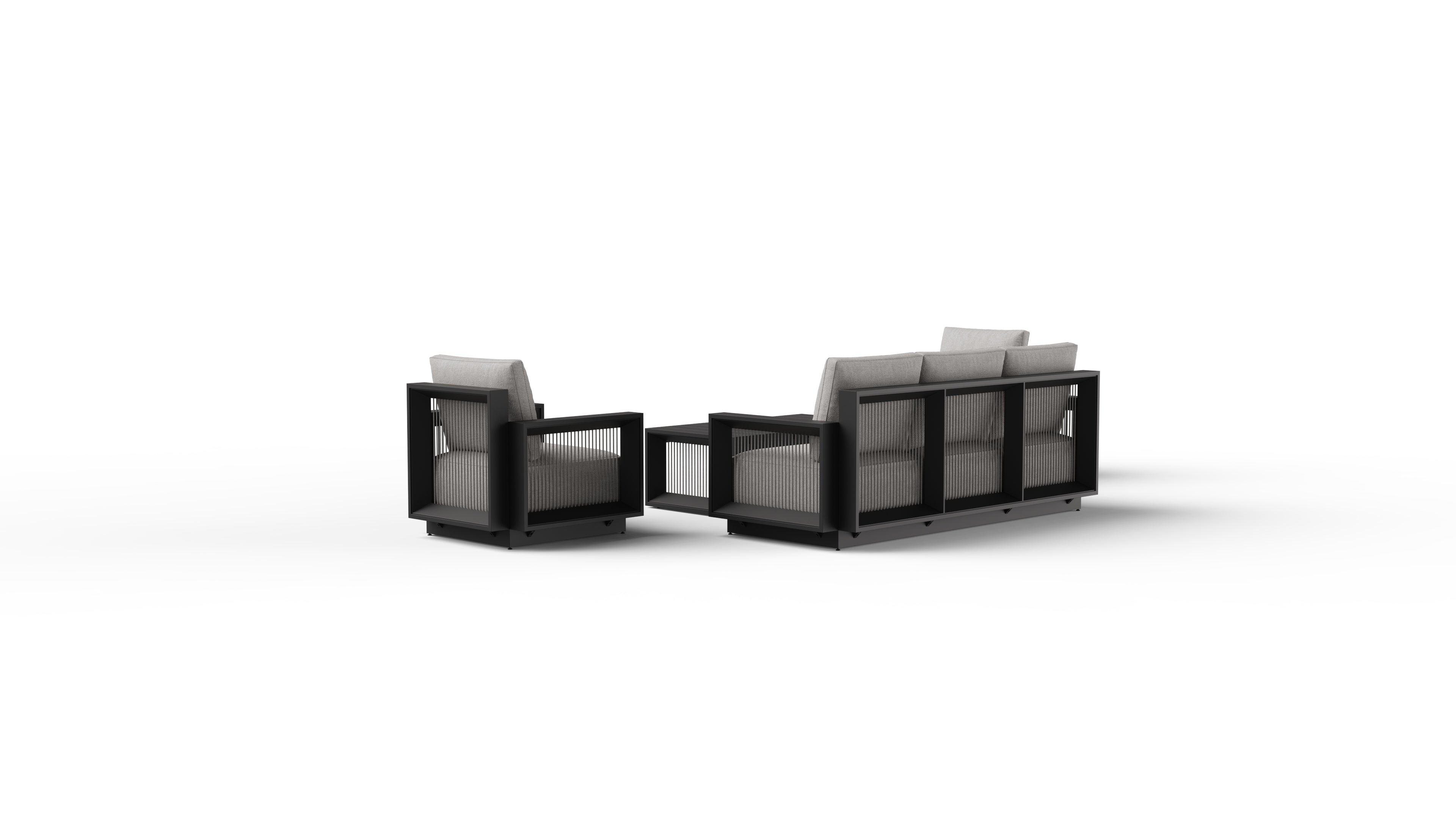 The Didsbury Premium 5-Seater Aluminium Lounge Set with Coffee Table – Onyx Black & Light Grey