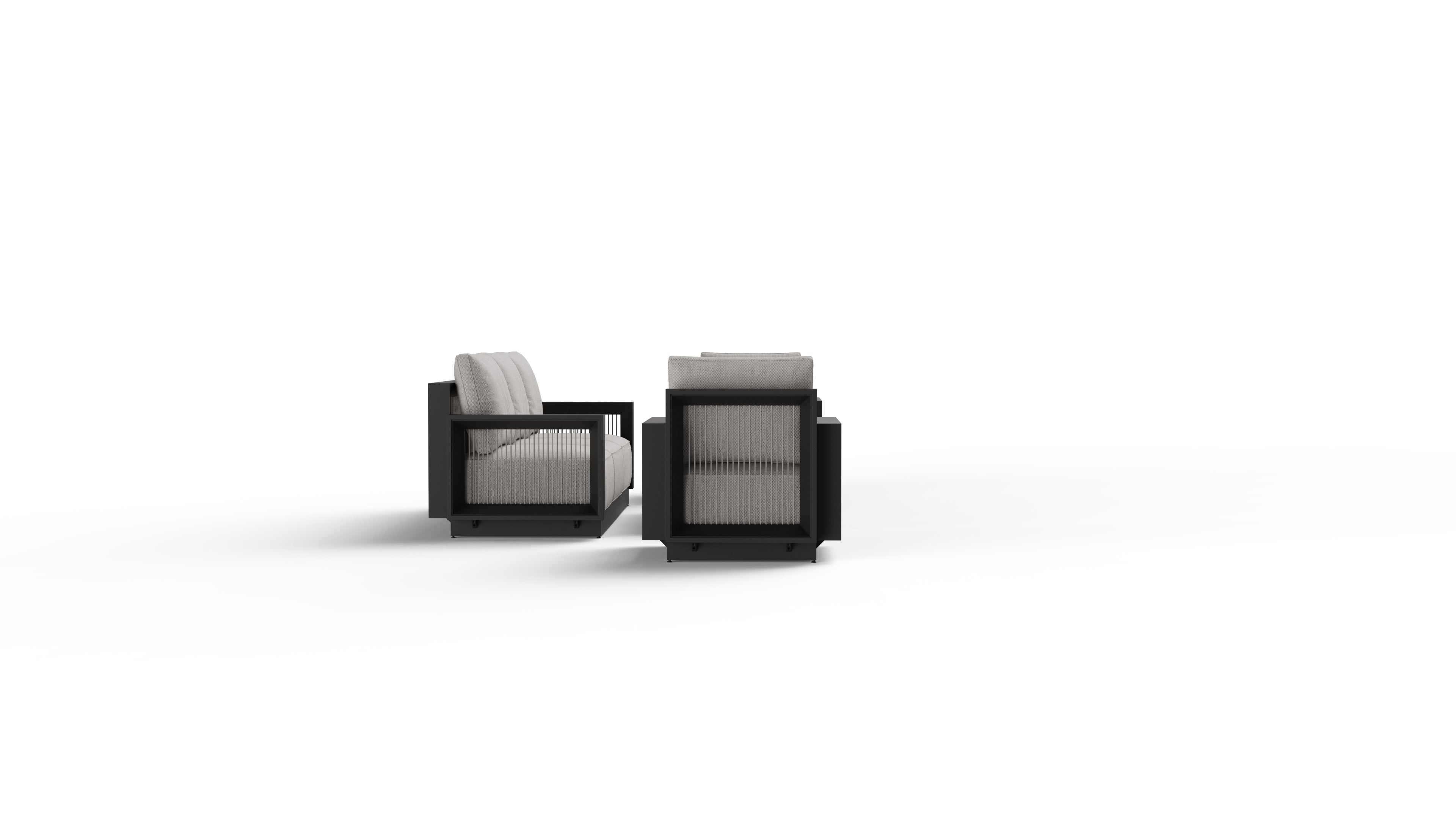The Didsbury Premium 5-Seater Aluminium Lounge Set with Coffee Table – Onyx Black & Light Grey