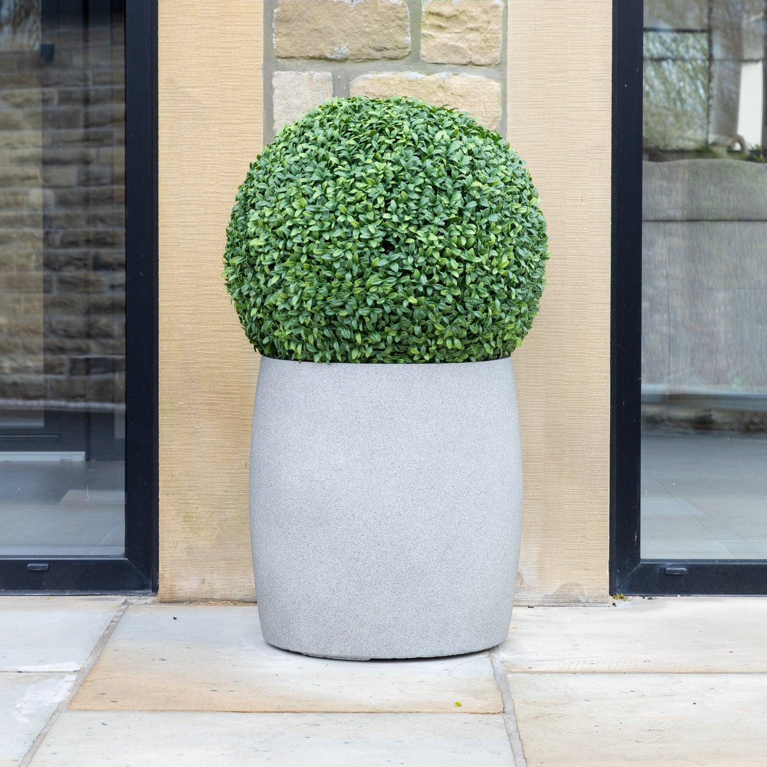 Artificial Buxus Ball Topiary in Grey Planter