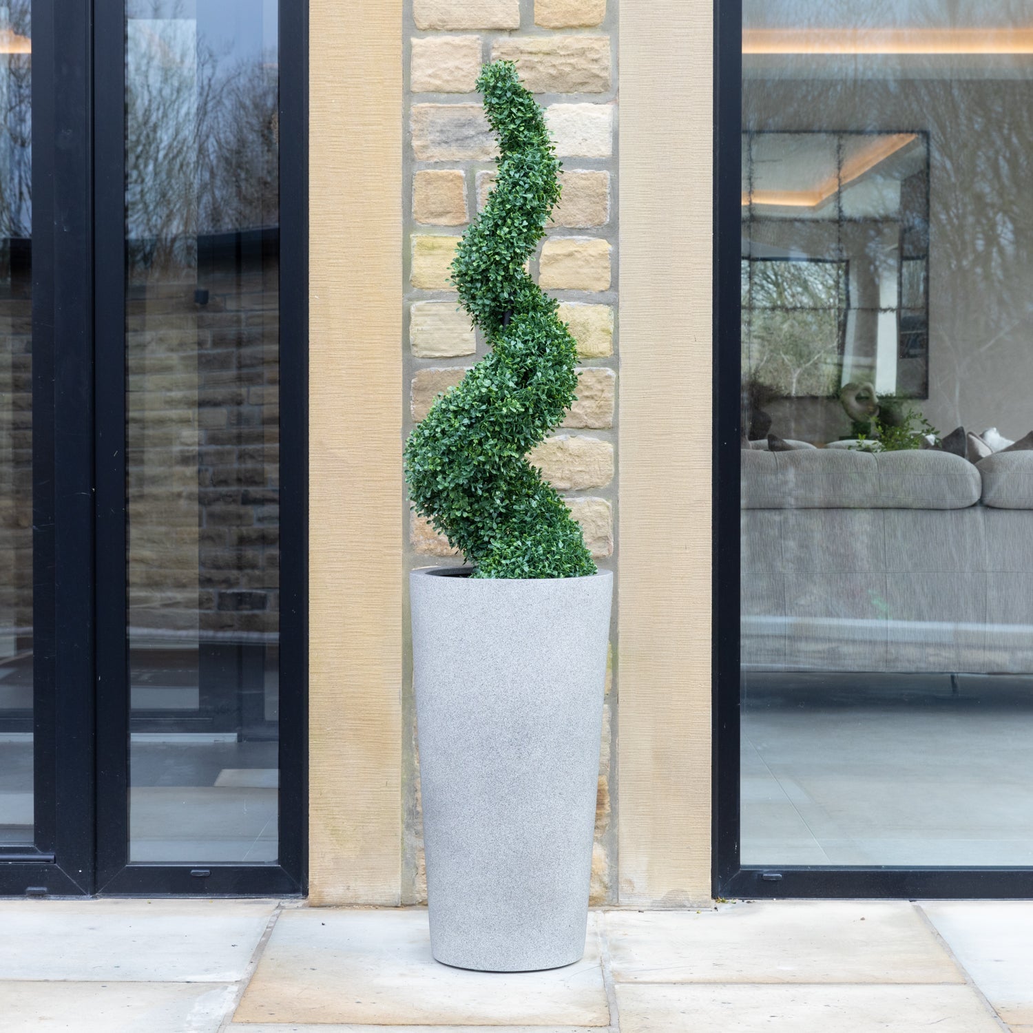 Grigio Grey Tall Vase Stone Planter Outdoor/Indoor