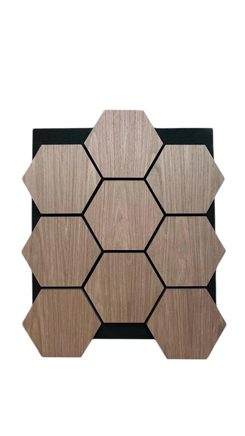 Pack Of x5 Wooden Acoustic Wall Hexagon Panels 700mm x 570mm Light Oak