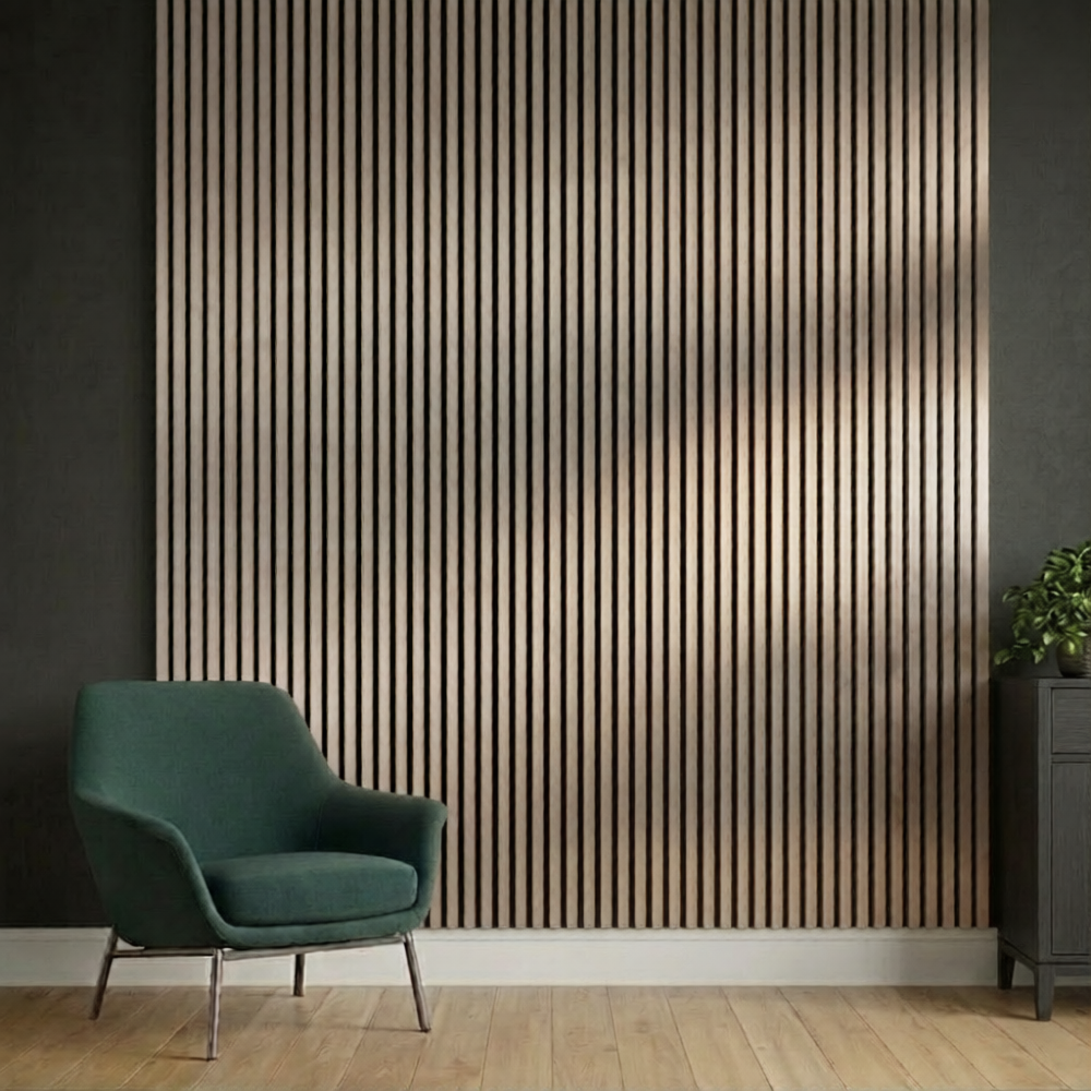 Acoustic Slatted Wall Panel 240 x 60cm - Bronze x 1 panel (m-brown)