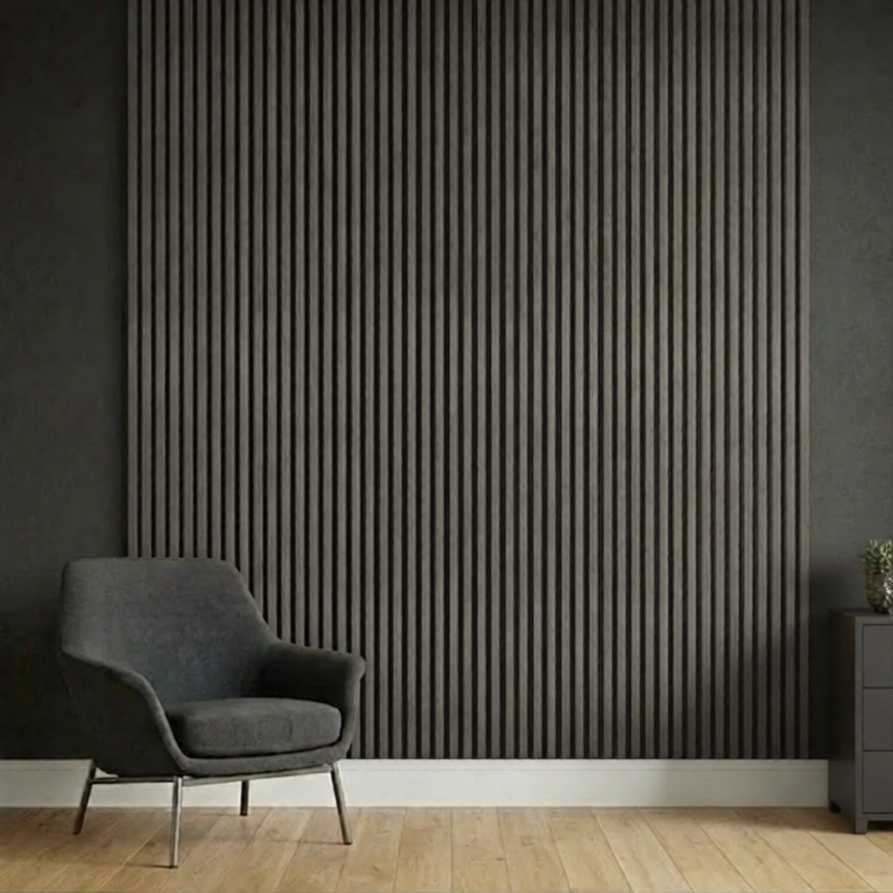 Acoustic Slatted Wall Panel 240 x 60cm - Dark Grey x 1 panel