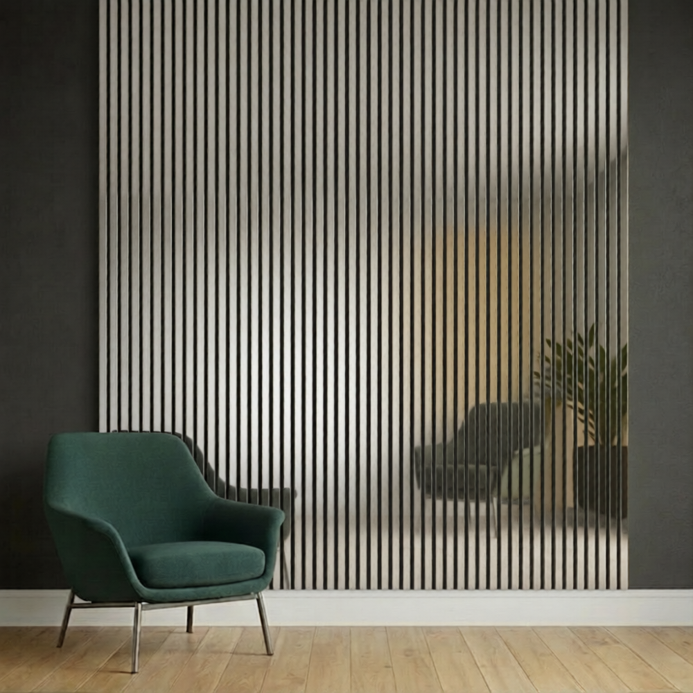 Acoustic Slatted Wall Panel 240 x 60cm - Dark Metallic Grey x 1 panel