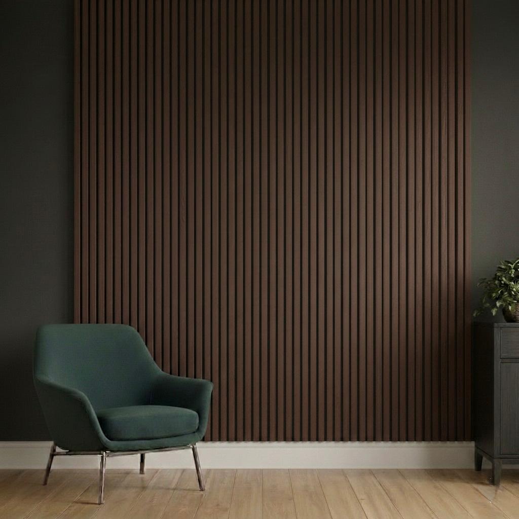 Acoustic Slatted Wall Panel 240 x 60cm - Smoked Oak x 1 panel