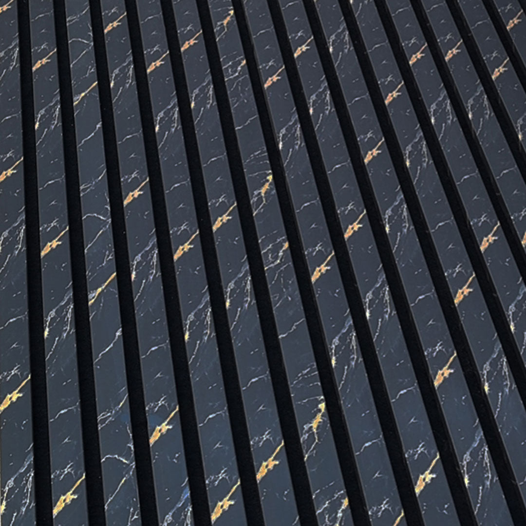 Acoustic Slatted Wall Panel 240 x 60cm - Black Marble x 1 Panel
