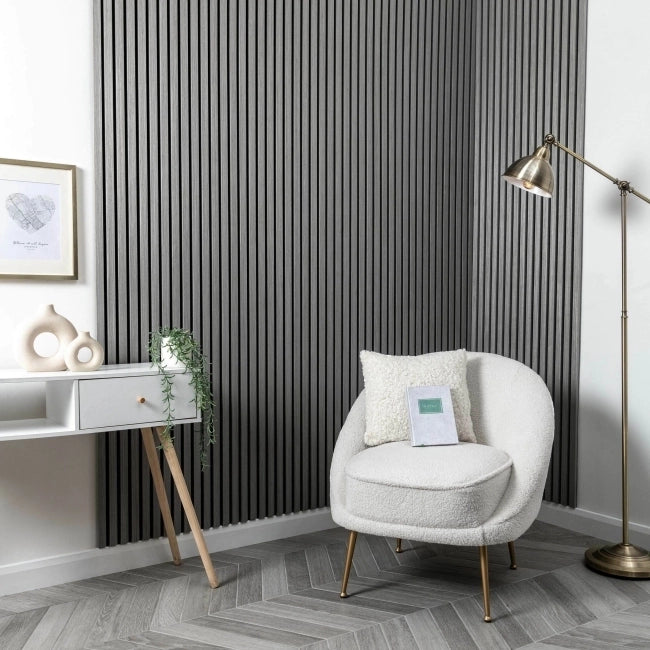 Acoustic Slatted Wall Panel 240 x 60cm - Dark Grey x 1 panel