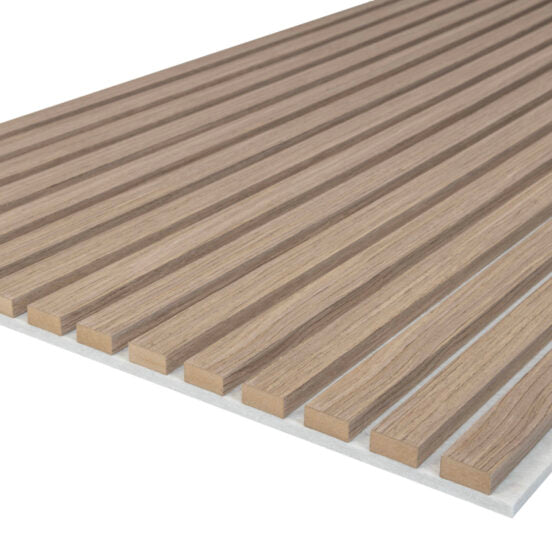 Acoustic Slatted Wall Panel 240 x 60cm - Walnut (Grey Backing) x 1 panel