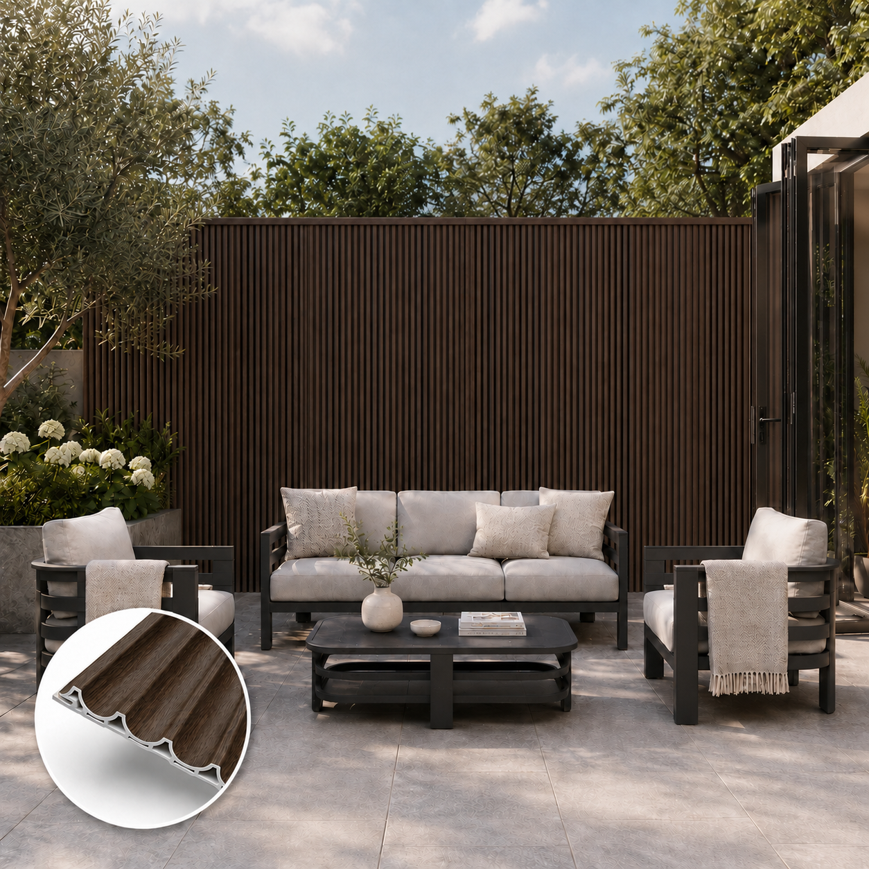 WPC 3D Wave Wall Panels | Outdoor | 235cm x 15.9cm | 10 Pack | Walnut