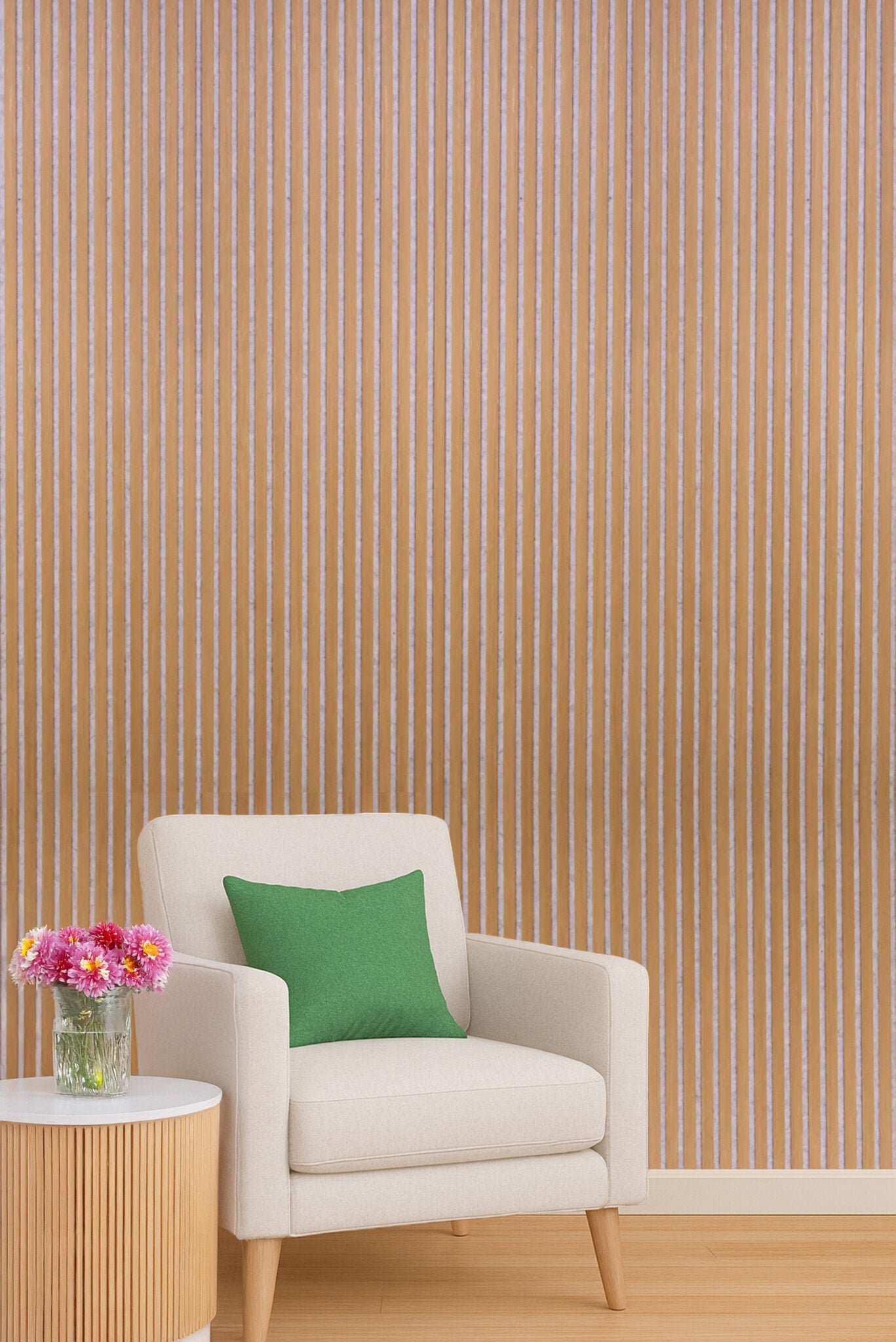 Acoustic Slatted Wall Panel 240 x 60cm - Classic Oak (Grey Backing) x 1 panel