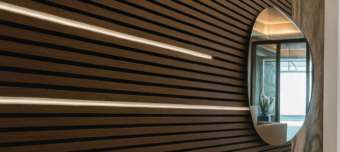 Acoustic Slatted Wall Panel 240 x 60cm - Walnut x 1 panel