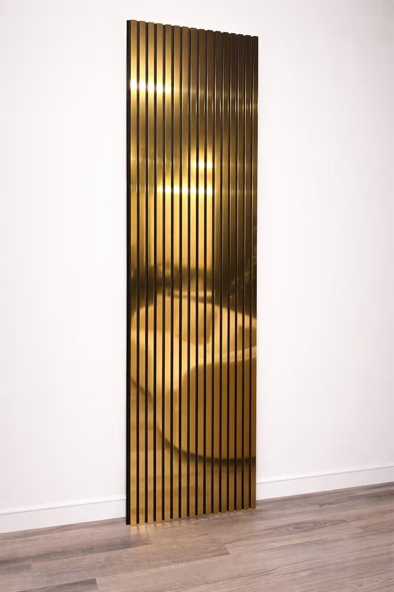 Acoustic Slatted Wall Panel 240 x 60cm - Mirror Gold x 1 panel