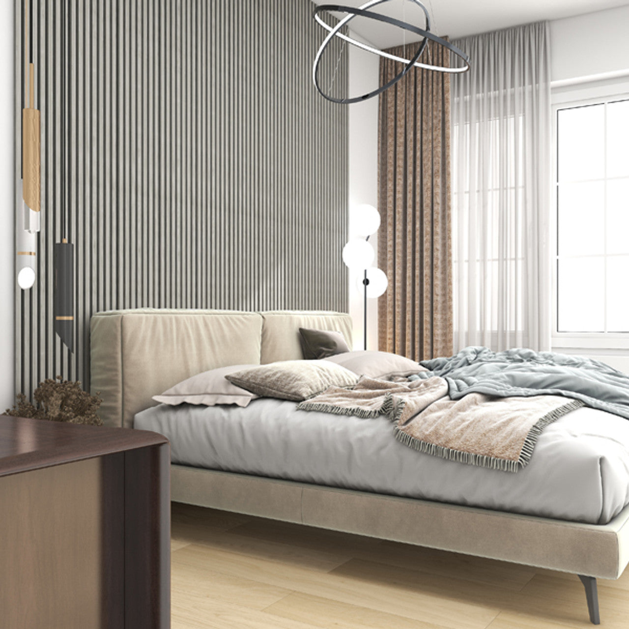 Acoustic Slatted Wall Panel 240 x 60cm - Dark Grey x 1 panel