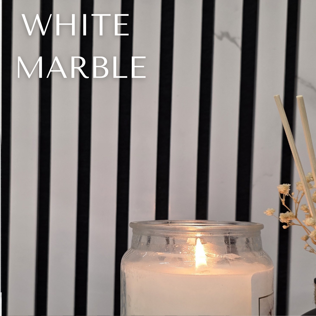 Acoustic Slatted Wall Panel 240 x 60cm - White Marble & Black Marble x (1 panel)