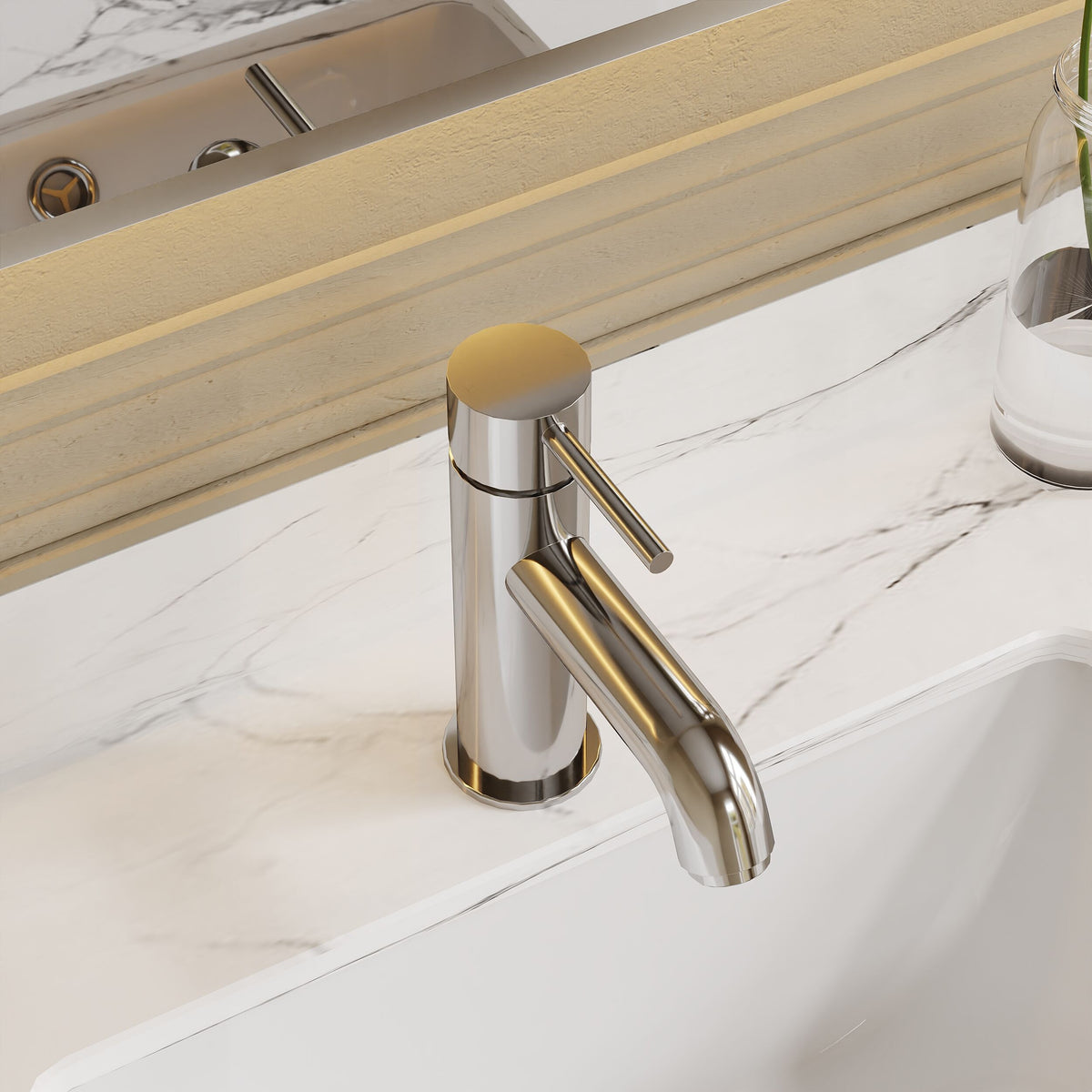 nuie choice Cartegena Chrome Mono Basin Mixer With Push Button Waste - Lifestyle image
