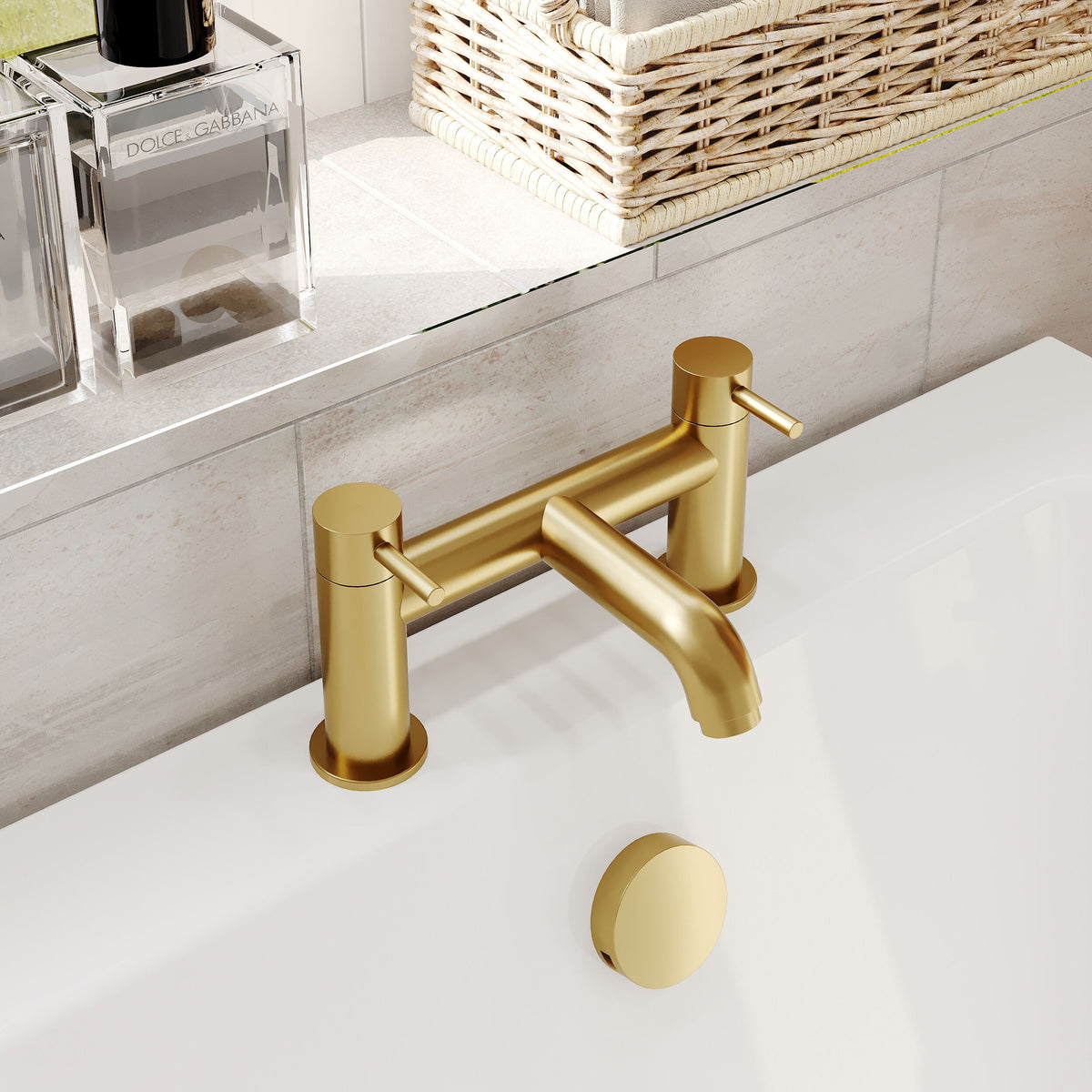nuie choice Cartegena Brushed Brass Bath Filler - Lifestyle image