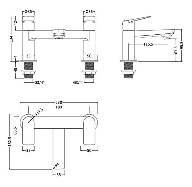 Hudson Reed Drift Deck Mounted Bath Filler