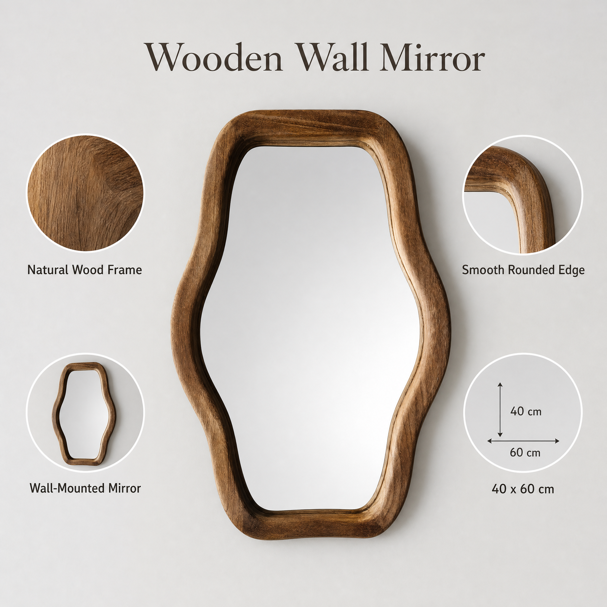 Wooden Petal Decorative Mirror | 40cm x 60cm
