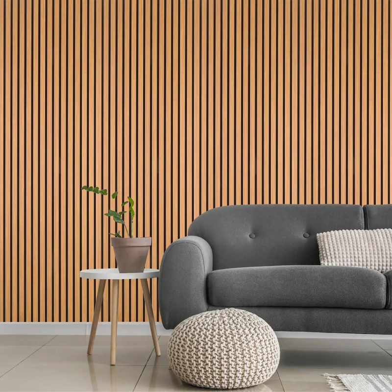 244cm x 60cm MDF Premium Acoustic Wall Panel Teak Oak