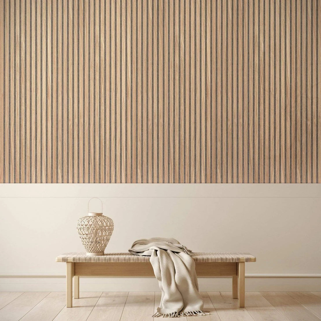 Pack of 2 Wall panels 240cm x 60cm Classic Oak and Walnut (grey backing)