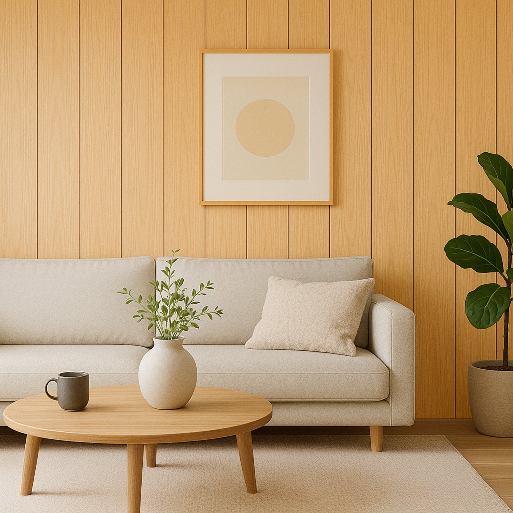 WPC Flat Wall Panels | Indoor | 236cm x 40.5cm | 5 Pack | Light Oak