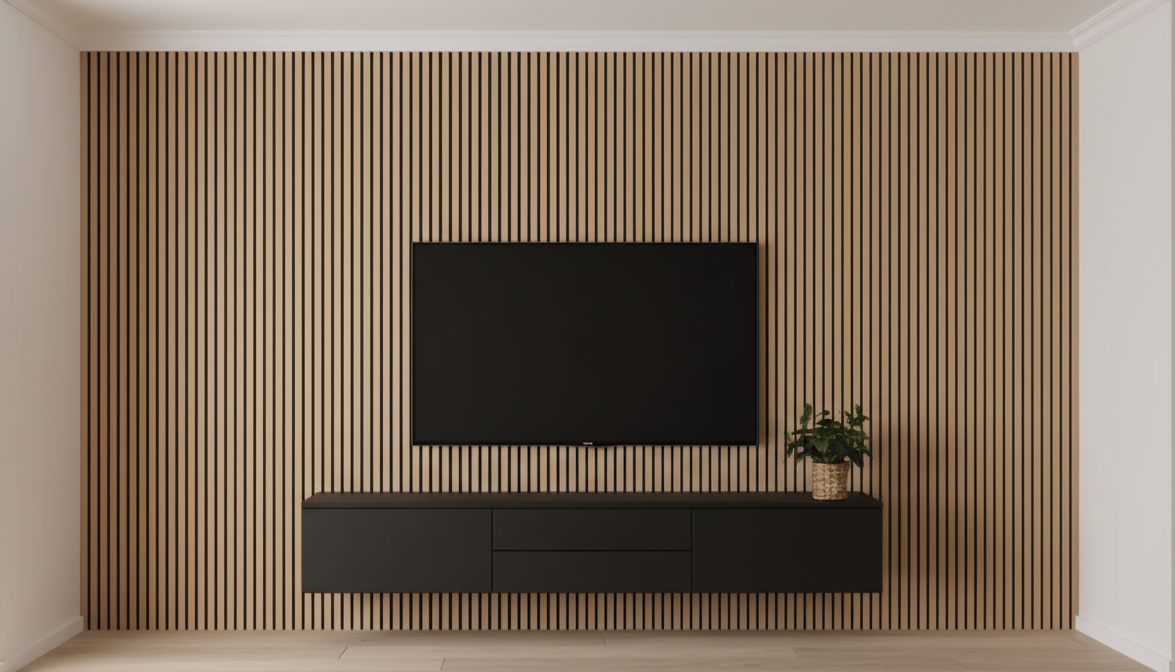 Acoustic Slatted Wall Panel 240 x 60cm - Light Oak x 1 panel