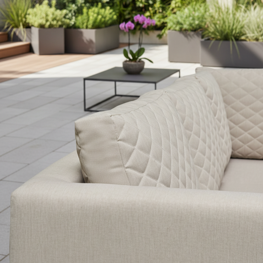 Luxury Outdoor Corner Sofa Set with Fire Pit Table – 10 Seater Aluminium Frame Garden Dining Furniture Set