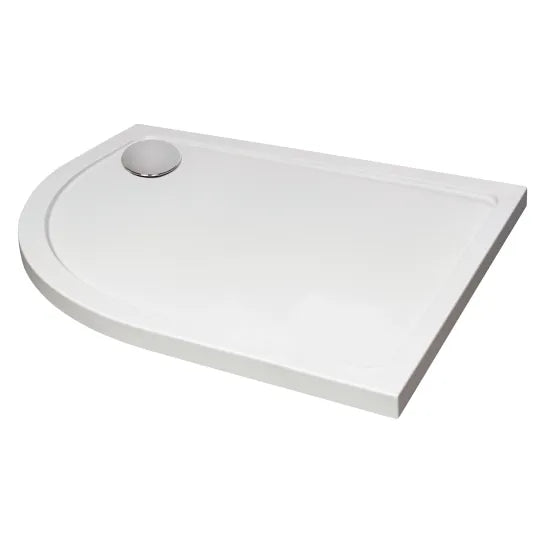 Hydro45 Stone Resin 1200mm x 800mm Left Hand Offset Quadrant Shower Tray White