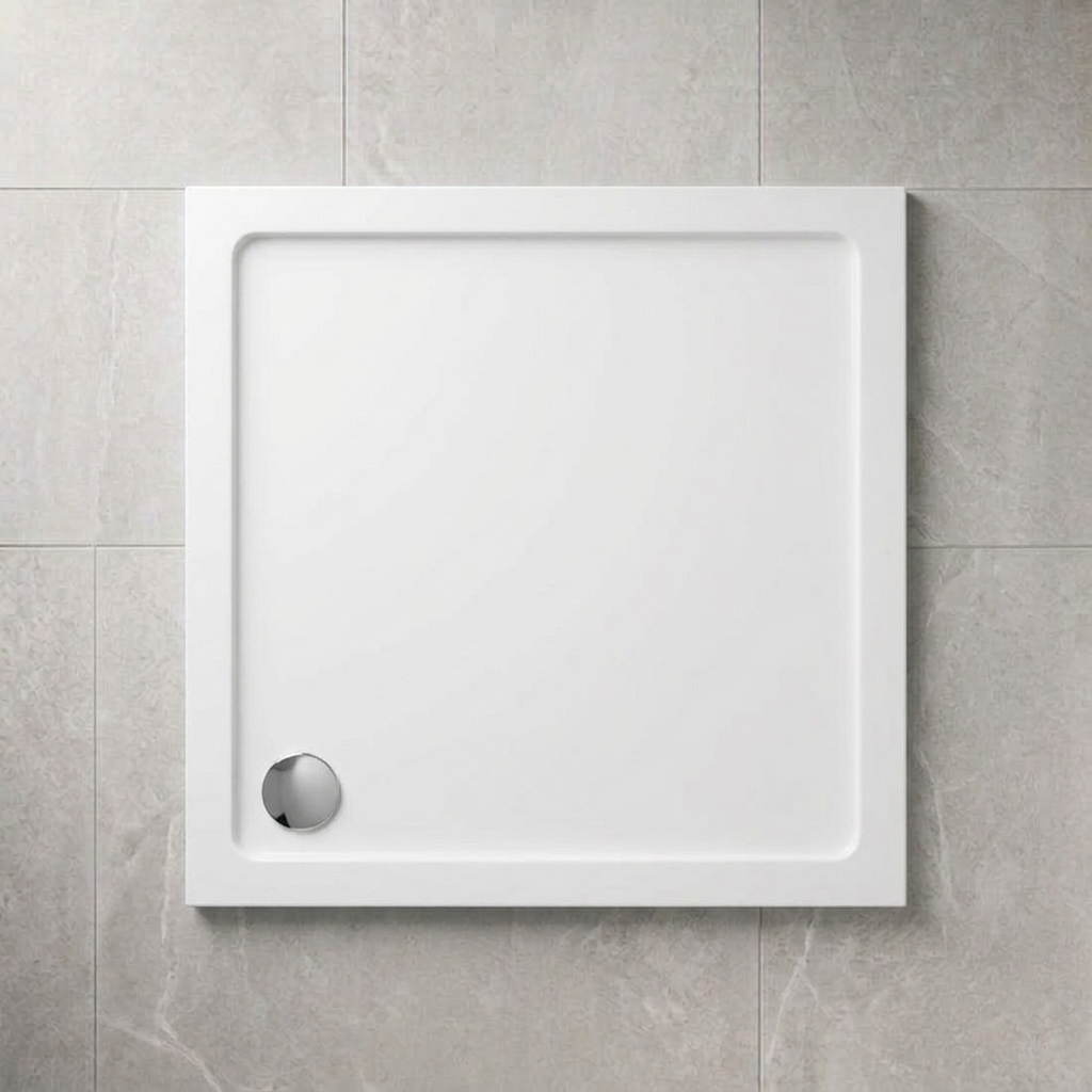 Hydro45 Stone Resin 1000mm x 1000mm Square Shower Tray White