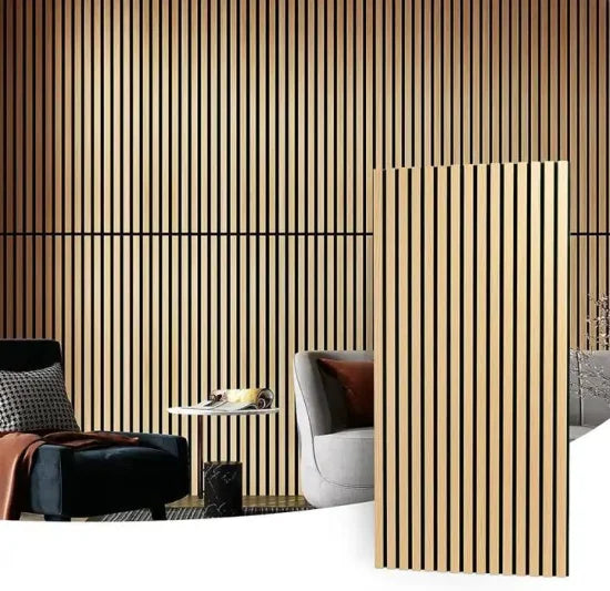 244cm x 60cm MDF Premium Acoustic Wall Panel Ash Oak