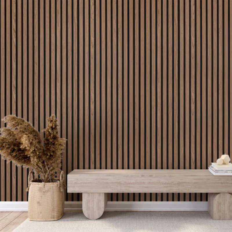 Acoustic Slatted Wall Panel 240 x 60cm - Walnut x 1 panel