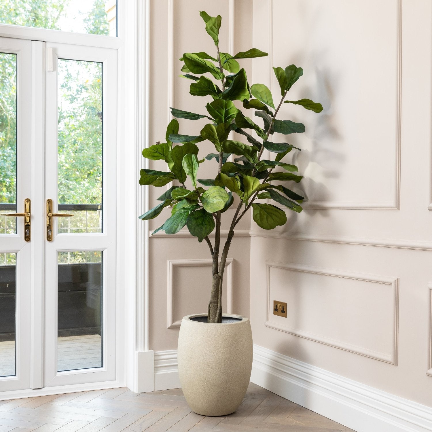 fiddle leaf artificial fig tree Artificial Fiddle Fig Tree UV/IFV in Antique White Planter