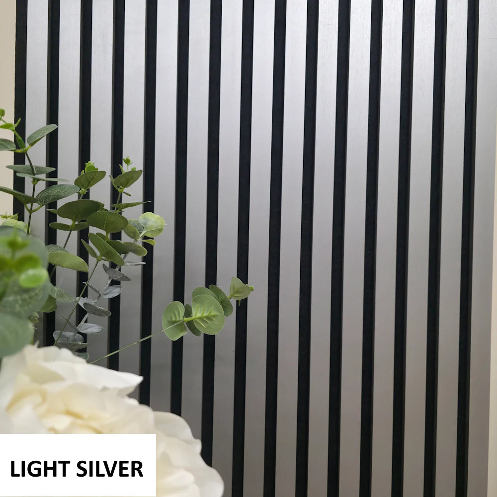 Acoustic Slatted Wall Panel 240 x 60cm - Light Silver x 1 panel