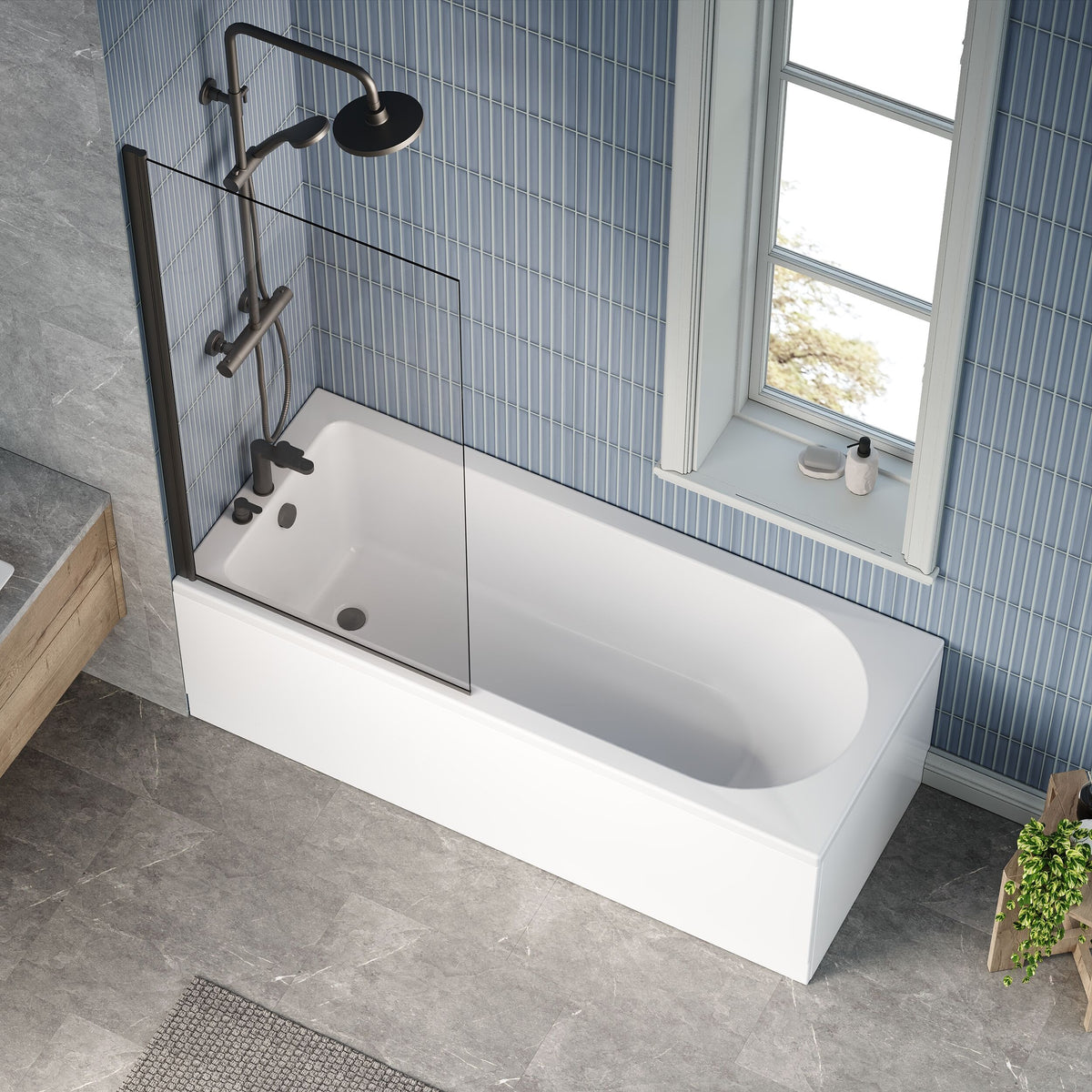 nuie Barmby 1700mm x 700mm Round Single Ended Bath With Legs - Lifestyle image