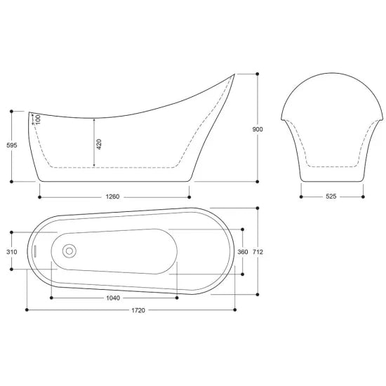 Elementa Seriea 1720mm Copper Slipper Freestanding Bath