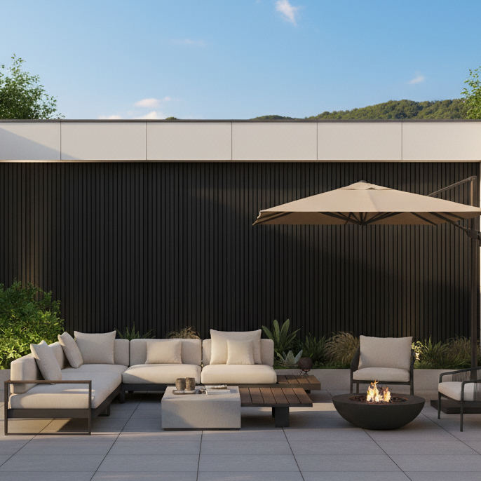 Outdoor Slat Wall Panels | Premium Composite Technology | 230cm x 152mm | Black