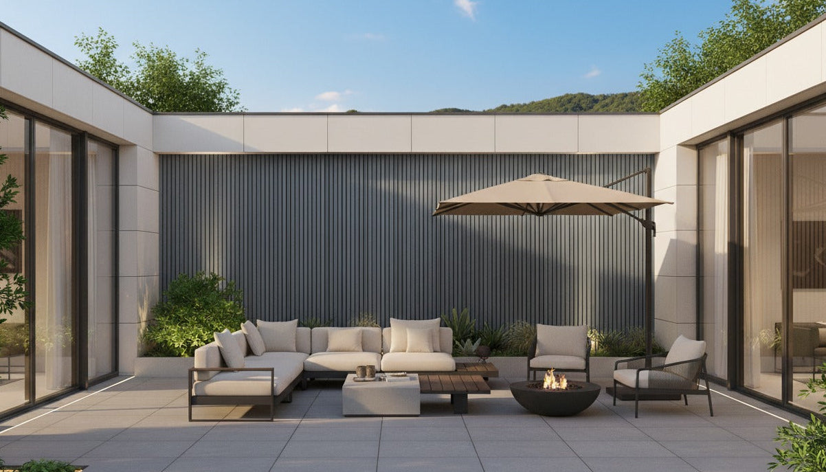 Outdoor Slat Wall Panels | Premium Composite Technology | 235cm x 152mm | Dark Grey