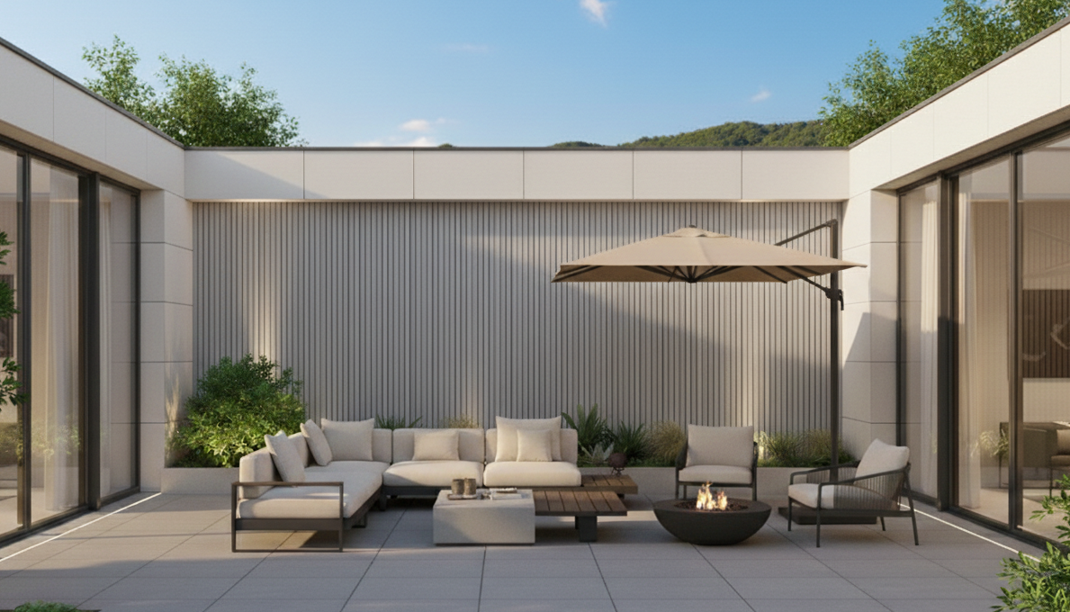 Outdoor Slat Wall Panels | Premium Composite Technology | 235cm x 152mm | Light Grey