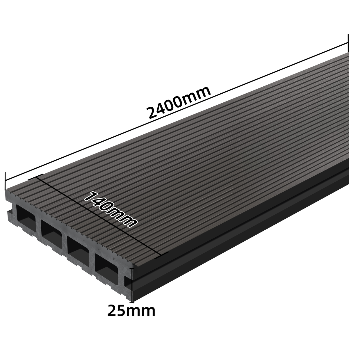 PH Pro Range Composite Decking Board - Black - 2400mm x 140mm x 25mm