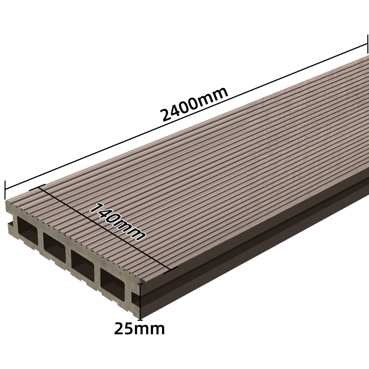 PH Pro Range Composite Decking Board - Denver Oak - 2400mm x 140mm x 25mm