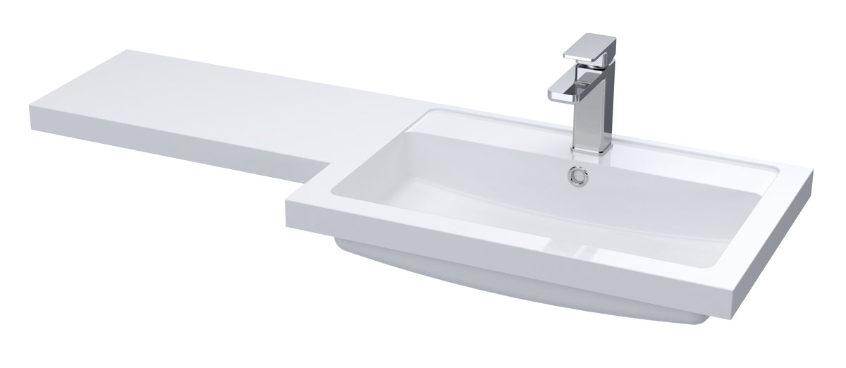 nuie 1100mm 1 Tap Hole Right Hand Polymarble L-Shaped Basin - Main product image