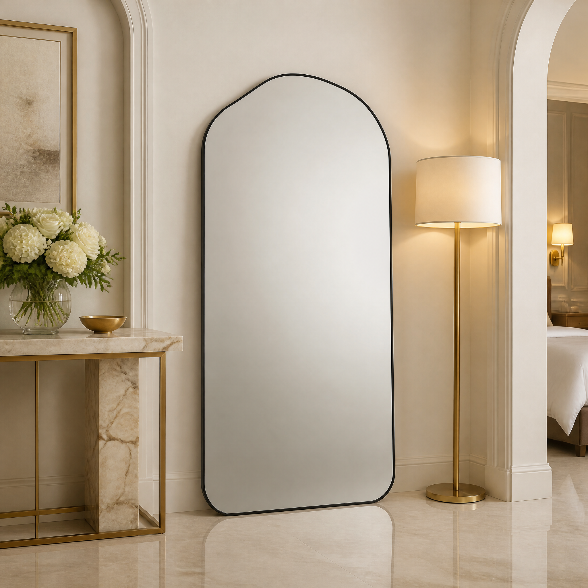 Black Wrought Iron Drop Arch Full-Length Standing Mirror | 100cm x 200cm
