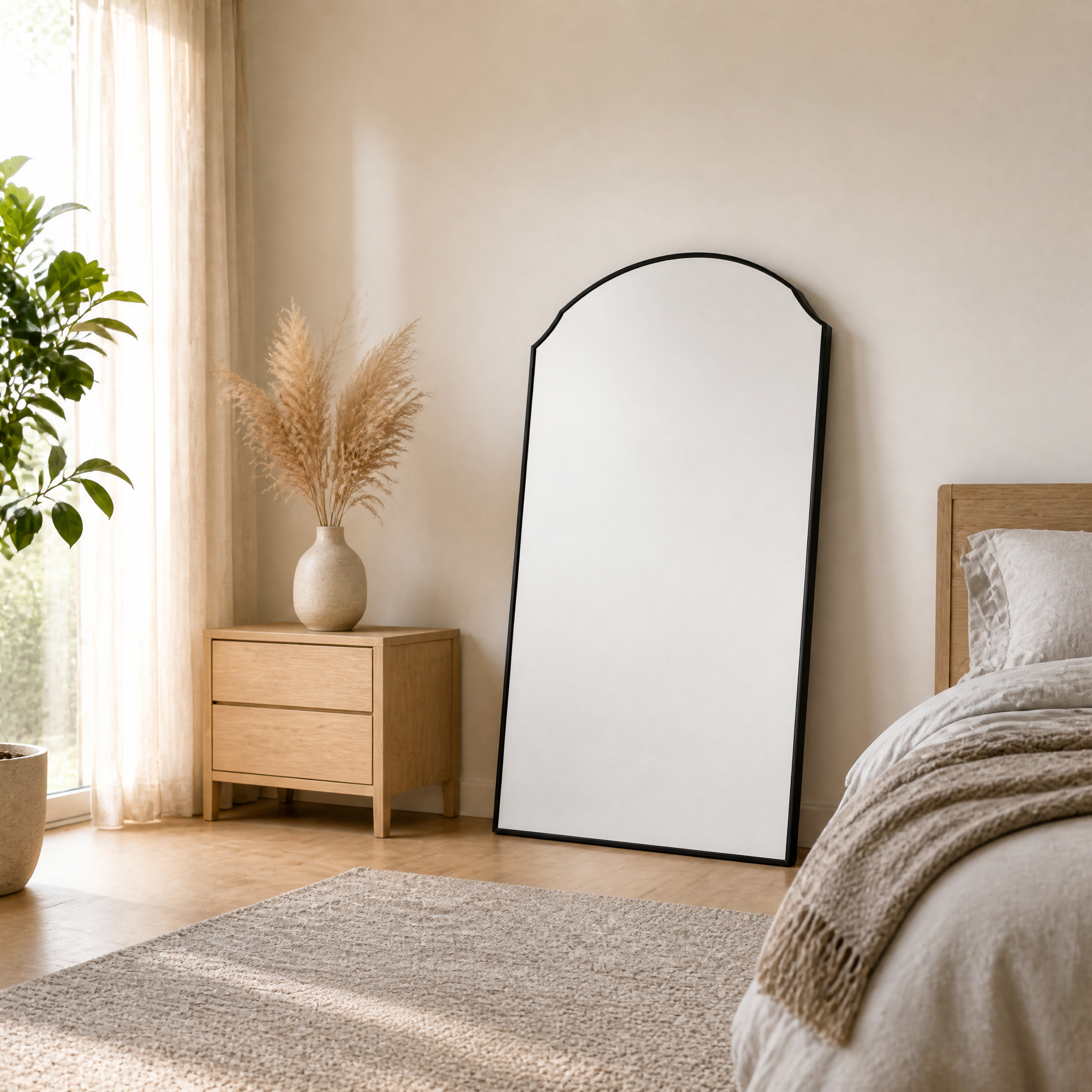 Black Wrought Iron Wave Arch Decorative Wall Mirror | 100cm x 200cm