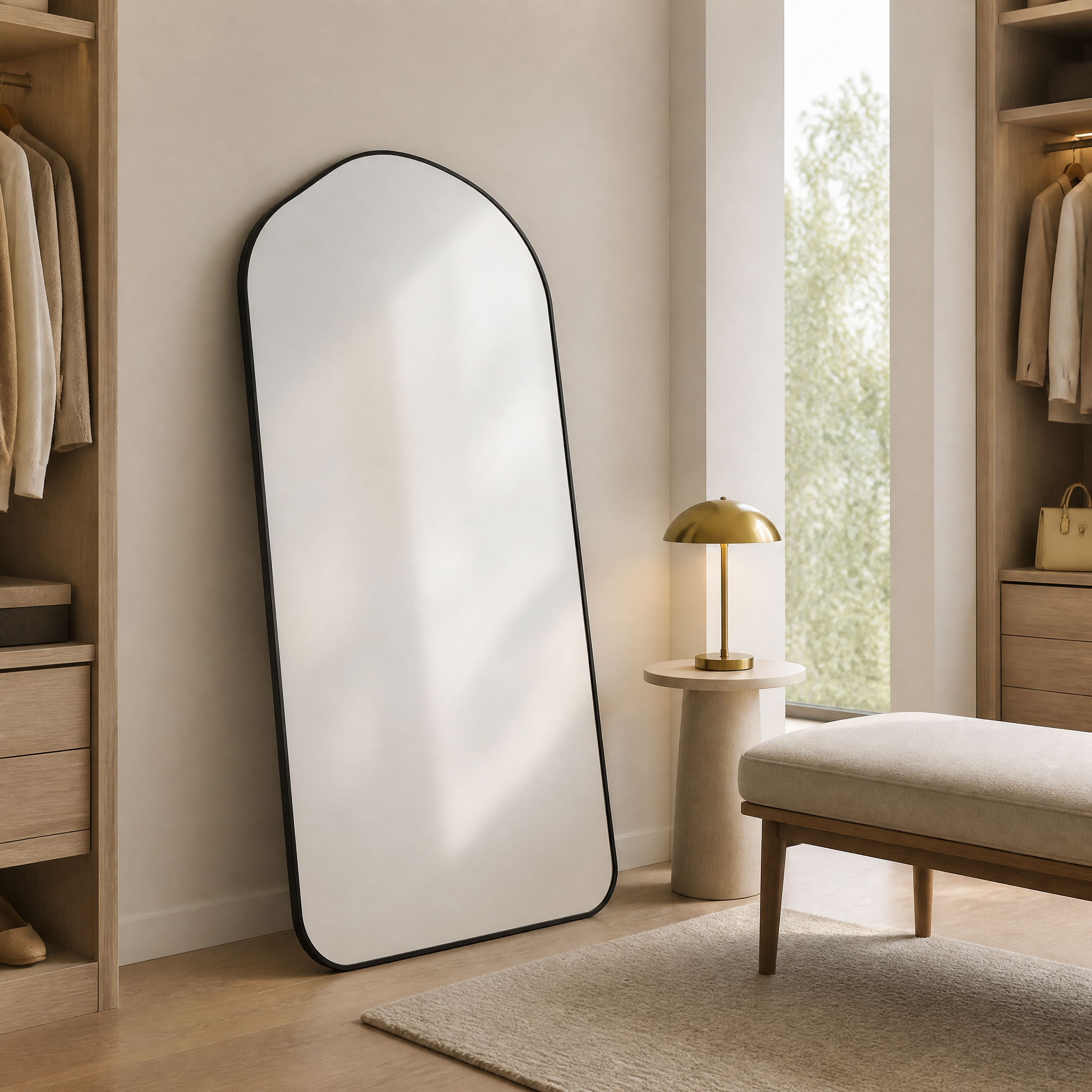 Black Wrought Iron Drop Arch Full-Length Standing Mirror | 100cm x 200cm