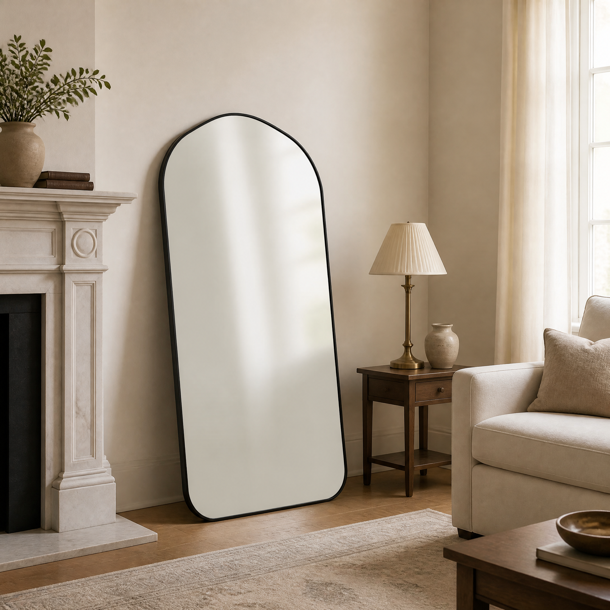 Black Wrought Iron Drop Arch Full-Length Standing Mirror | 100cm x 200cm