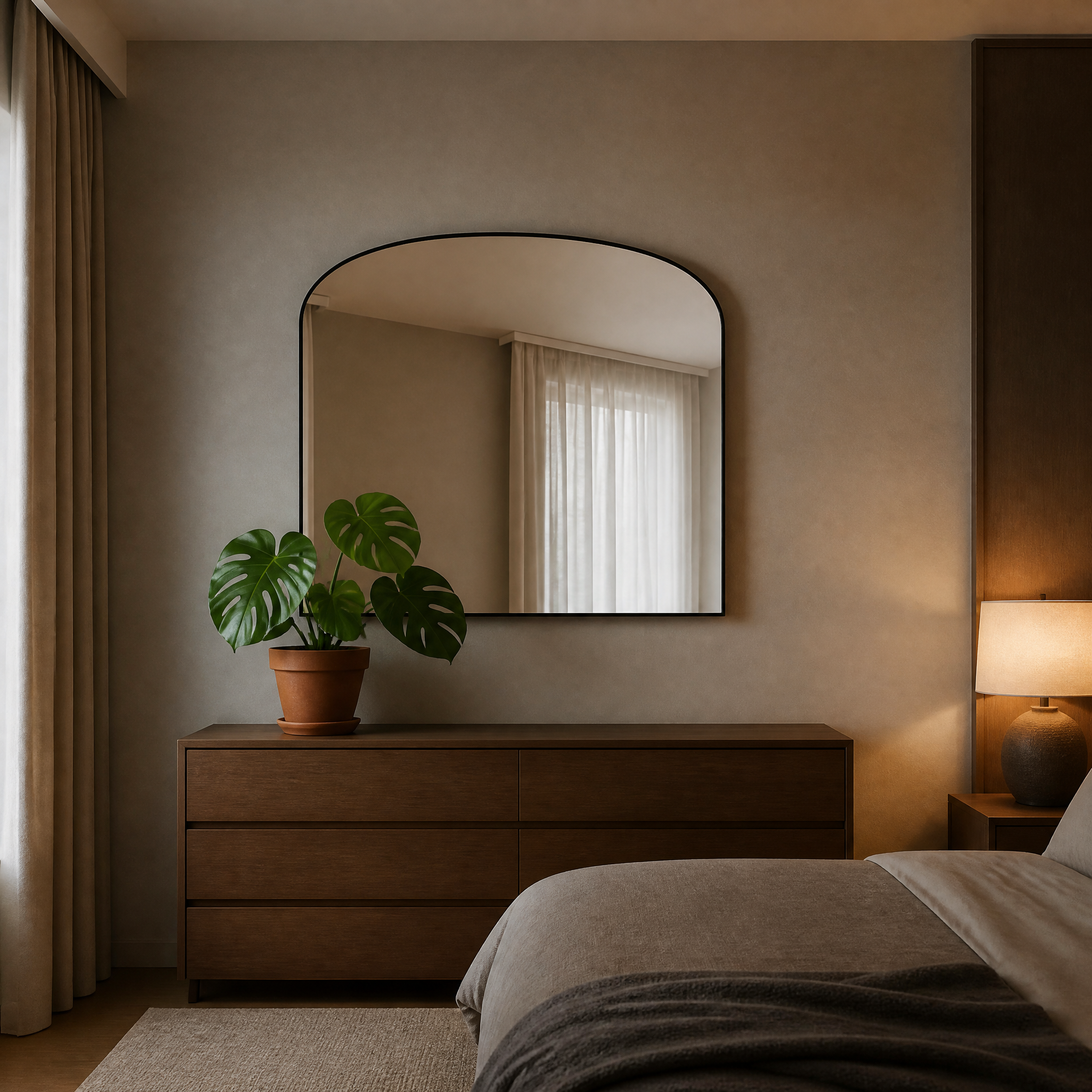 Black Aluminium Alloy Wide Arch Mirror | 120cm x 90cm