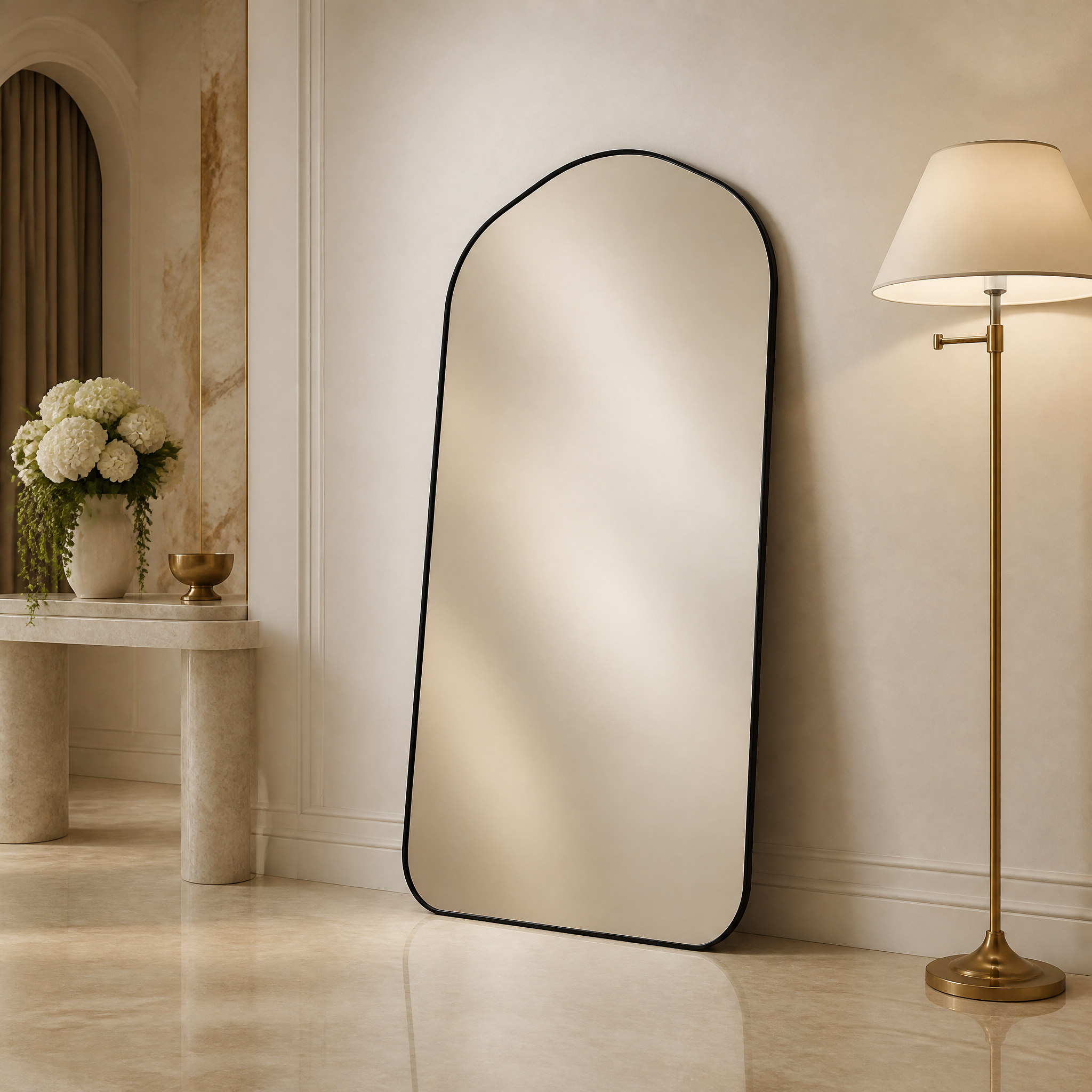 Black Wrought Iron Drop Arch Full-Length Standing Mirror | 100cm x 200cm