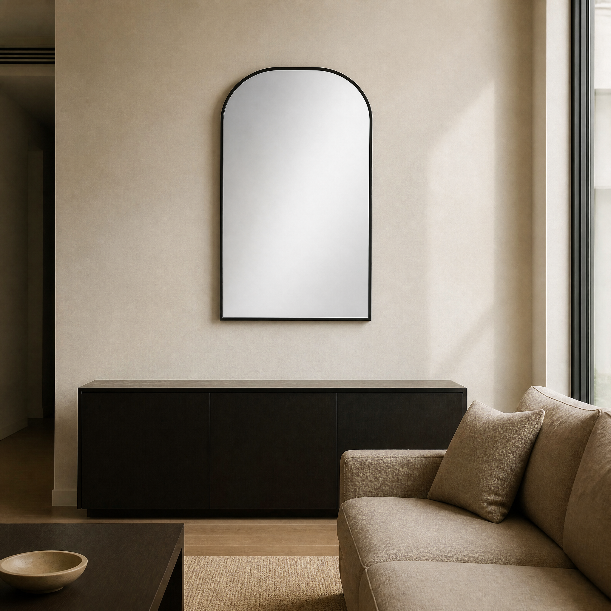 Black Aluminium Alloy Arched Full-Length Standing Mirror | 100cm x 200cm
