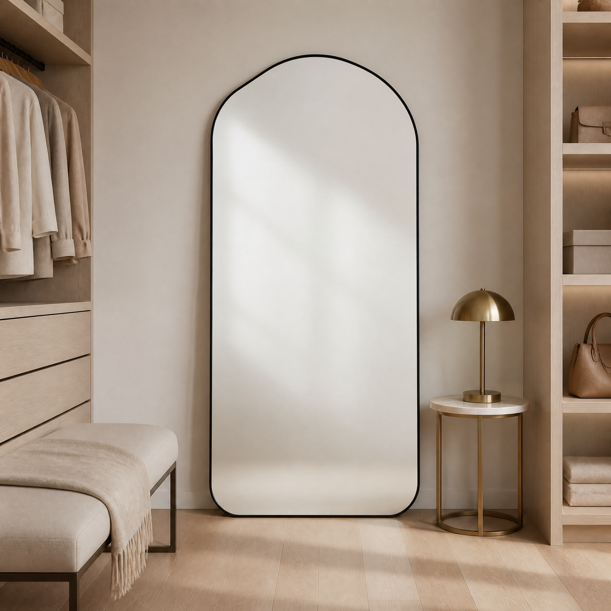 Black Wrought Iron Drop Arch Full-Length Standing Mirror | 100cm x 200cm